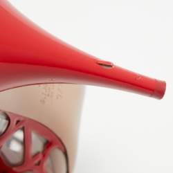 Pre Owned Valentino Red/Transparent Patent and PVC Pointed Toe Pumps Size  37.5