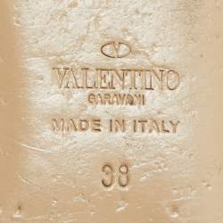 Pre Owned Valentino Black Leather Rockstud Ballet Flats Size 38