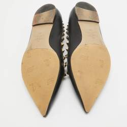 Pre Owned Valentino Black Leather Rockstud Ballet Flats Size 38