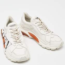 Pre Owned Valentino Cream Leather VLTN Bounce Low Top Sneakers Size 38