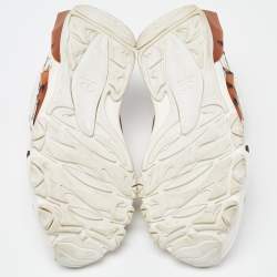 Pre Owned Valentino Cream Leather VLTN Bounce Low Top Sneakers Size 38