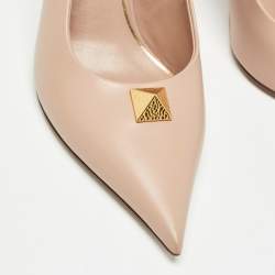 Pre Owned Valentino Beige Leather  One Stud Slingback Pumps Size 38