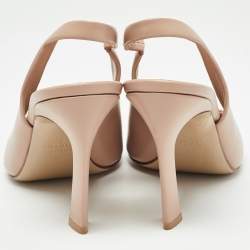 Pre Owned Valentino Beige Leather  One Stud Slingback Pumps Size 38