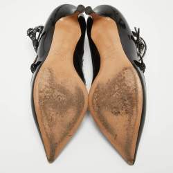 Pre Owned Valentino Black/Dusty Pink Patent and Leather Love Latch Pumps Size 37