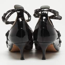 Pre Owned Valentino Black/Dusty Pink Patent and Leather Love Latch Pumps Size 37