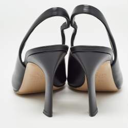 Pre Owned Valentino Black Leather One Stud Slingback Pumps Size 38.5
