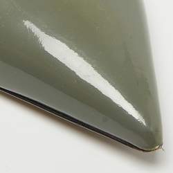 Pre Owned Valentino Green/Beige Patent and Leather Rockstud Cage Pumps Size 37