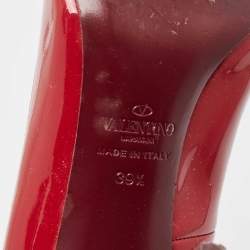 Pre Owned Valentino Burgundy Patent Leather Ankle Strap Pumps Size 39.5
