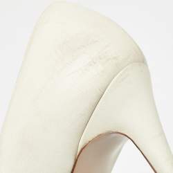 Pre Owned Valentino White Leather and Mesh Rockstud Peep Toe Platform Pumps Size 37