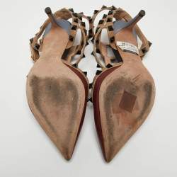 Pre Owned Valentino Multicolor Leather Rockstud Caged Pumps Size 36