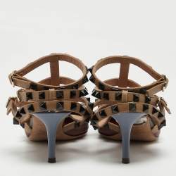 Pre Owned Valentino Multicolor Leather Rockstud Caged Pumps Size 36