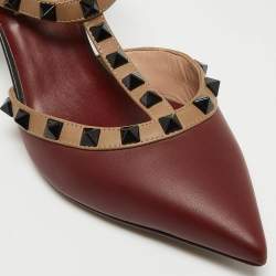 Pre Owned Valentino Multicolor Leather Rockstud Caged Pumps Size 36