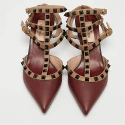 Pre Owned Valentino Multicolor Leather Rockstud Caged Pumps Size 36