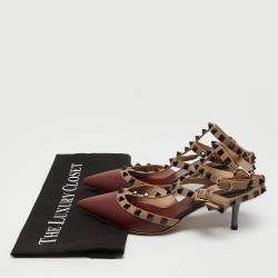 Pre Owned Valentino Multicolor Leather Rockstud Caged Pumps Size 36