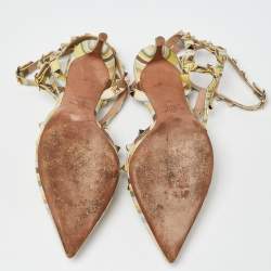 Pre Owned Valentino Multicolor Leather Rockstud Ankle-Strap Pumps Size 39