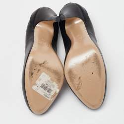 Pre Owned Valentino Black Leather Round Toe Pumps Size 36