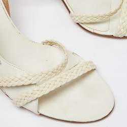 Valentino White Woven Leather Slingback Sandals Size 39.5