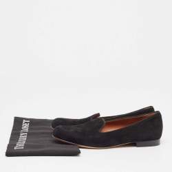 Pre Owned Valentino Black Suede Slip On Loafers Size 36