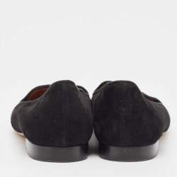 Pre Owned Valentino Black Suede Slip On Loafers Size 36