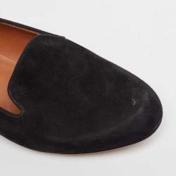 Pre Owned Valentino Black Suede Slip On Loafers Size 36
