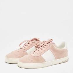 Pre Owned Valentino Light Pink/White Suede and Leather Fly Crew Low Top Sneakers Size 39