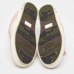 Pre Owned Valentino Light Pink/White Suede and Leather Fly Crew Low Top Sneakers Size 39