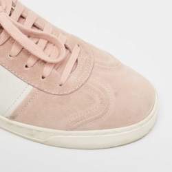 Pre Owned Valentino Light Pink/White Suede and Leather Fly Crew Low Top Sneakers Size 39
