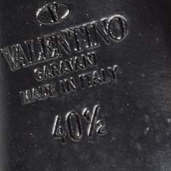 Pre Owned Valentino Black Leather Rockstud Slingback Pumps Size 40.5