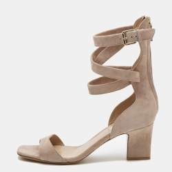 Pre Owned Valentino Pink Suede Ankle Strap Sandals Size 39 