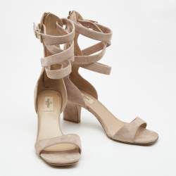 Pre Owned Valentino Pink Suede Ankle Strap Sandals Size 39 