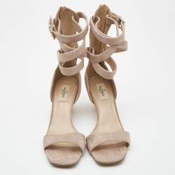 Pre Owned Valentino Pink Suede Ankle Strap Sandals Size 39 