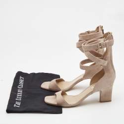 Pre Owned Valentino Pink Suede Ankle Strap Sandals Size 39 