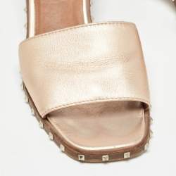 Valentino Metallic Rose Leather Rockstud Slides Size 35