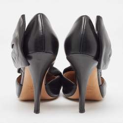 Pre Owned Valentino Black Leather Bow  Pointed Toe  Pumps Size 39.5