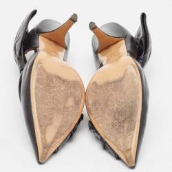 Pre Owned Valentino Black Leather Bow  Pointed Toe  Pumps Size 39.5