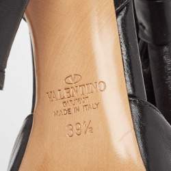Pre Owned Valentino Black Leather Bow  Pointed Toe  Pumps Size 39.5