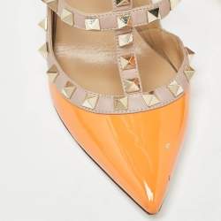 Valentino Orange Patent and Leather Rockstud Pumps Size 36.5