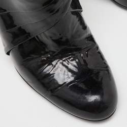 Valentino Black Patent Leather Wedge Ankle Boots Size 37