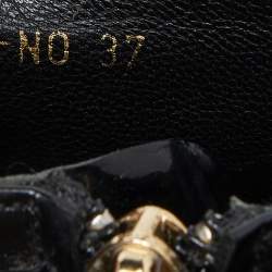 Valentino Black Patent Leather Wedge Ankle Boots Size 37