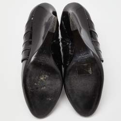 Valentino Black Patent Leather Wedge Ankle Boots Size 37