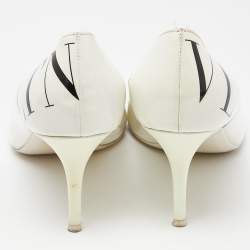 Pre Owned Valentino White Patent Leather VLTN Pointed Toe Pumps Size 39