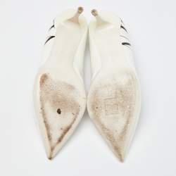Pre Owned Valentino White Patent Leather VLTN Pointed Toe Pumps Size 39