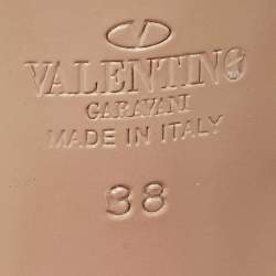 Pre Owned Valentino Pink Leather Rockstud Slide Sandals Size 38