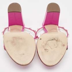 Pre Owned Valentino Pink Leather Rockstud Slide Sandals Size 38