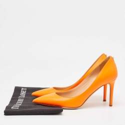 Pre Owned Valentino Orange Leather Pointed Toe  Pumps Size 36