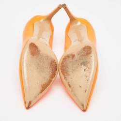 Pre Owned Valentino Orange Leather Pointed Toe  Pumps Size 36