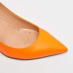 Pre Owned Valentino Orange Leather Pointed Toe  Pumps Size 36