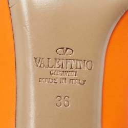 Pre Owned Valentino Orange Leather Pointed Toe  Pumps Size 36