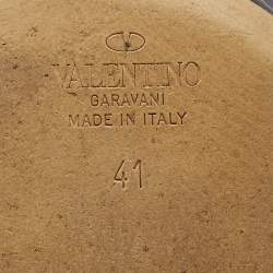 Pre Owned Valentino Black Leather Rockstud Pointed Toe Pumps Size 41