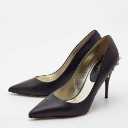 Pre Owned Valentino Black Leather Rockstud Pointed Toe Pumps Size 41